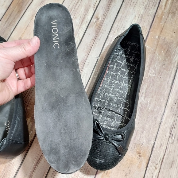 Vionic black leather Minna bow ballet flats 6.5 - Picture 9 of 12
